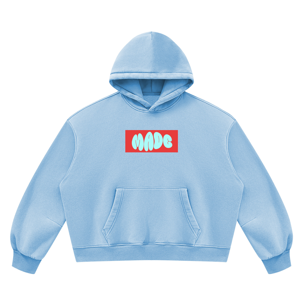 JuiceBoxClub Presents "MADE" Unisex Vintage Wash Boxy Fleece Hoodie