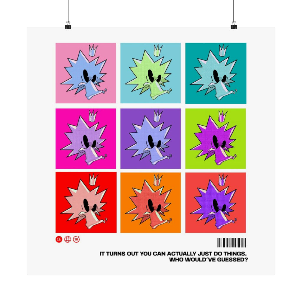 JuiceBoxClub Presents: "Who Would've Guessed?" WHT |Colorful Grid Square Matte Collage Poster