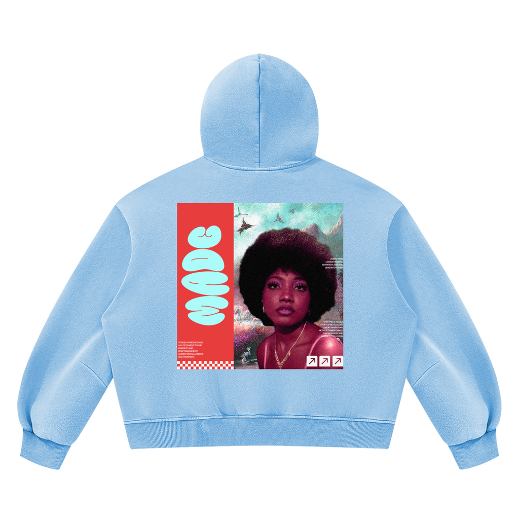 JuiceBoxClub Presents "MADE" Unisex Vintage Wash Boxy Fleece Hoodie